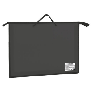 Папка для рисунков и чертежей А3, ручки-шнурок, пластик, молния сверху, Пифагор, черная, 228230