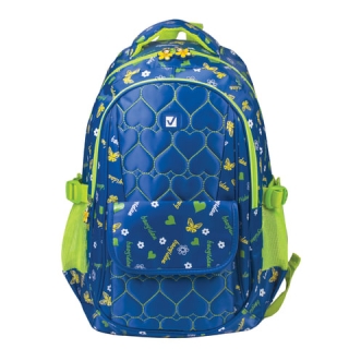 Рюкзак Brauberg молодежный, Сердечки, нейлон, синий, 31х12х45 см, 227073