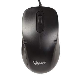 Мышь проводная Gembird MOP-100, USB, 2 кнопки + 1 колесо-кнопка, оптическая, чёрная
