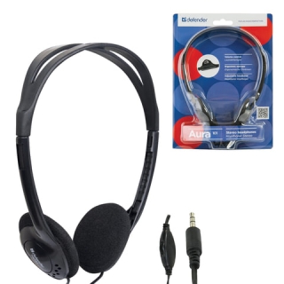 Наушники Defender Aura 101, проводные, 1,8 м, накладные, черные, 63101