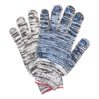 Перчатки хлопчатобумажные, Комплект 5 пар, 7 класс, 60-62 г, 216 текс, ПВХ-точка, Лайма Профи, меланж, 604471