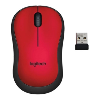 Мышь беспроводная Logitech M220, 2 кнопки+1 колесо-кнопка, оптическая, красно-чёрная, 910-004880