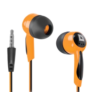 Наушники Defender Basic 604, проводные, 1,2 м, вкладыши, черные с оранжевым, 63606