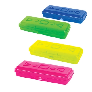 Пенал пластиковый Пифагор тонированный,  4 цвета, 20х7х4 см, 228113