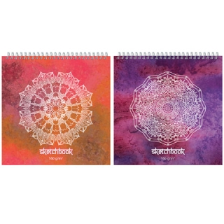 Скетчбук ПОЛИНОМ, белая бумага 160 г/м2, 250х250 мм, 60 л., гребень, жёсткая подложка, 2615