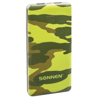 Аккумулятор внешний Sonnen Powerbank V31 КАМУФЛЯЖ-ЛЕС, 12000 mAh, 2 USB, литий-полимерный, 262918