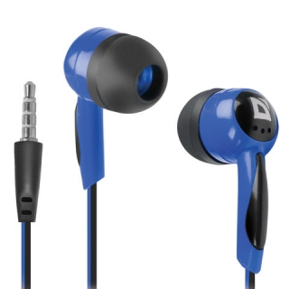 Наушники Defender Basic 604, проводные, 1,2 м, вкладыши, черные с голубым, 63608