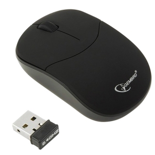 Мышь беспроводная Gembird MUSW-204, 2 кнопки + 1 колесо-кнопка, оптическая, покрытие SOFT TOUCH, черная