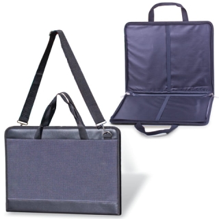 Папка для рисунков и чертежей А3, 470х330 мм, с ручками, кожзам/ткань, серая, Пленэр-3, 676/2