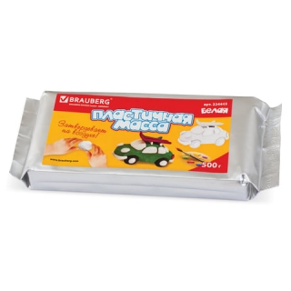 Паста (масса) для моделирования и лепки Brauberg, отвердевающая, 500 г, белая