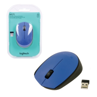 Мышь беспроводная Logitech M171, 2 кнопки + 1 колесо-кнопка, оптическая, синяя, 910-004640