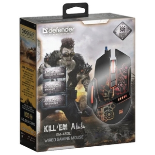 Мышь проводная Defender KILLEM ALL GM-480L, USB, 5 кнопок + 1 колесо-кнопка, оптическая, черная, 52480