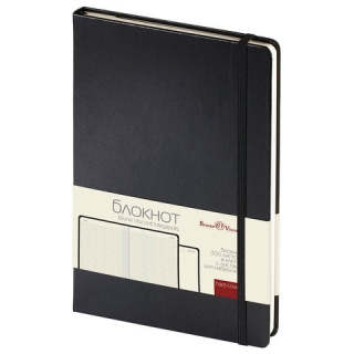 Бизнес-Блокнот А5, 100 л., твердая обложка, балакрон, на резинке, BV, Черный, 3-101/02
