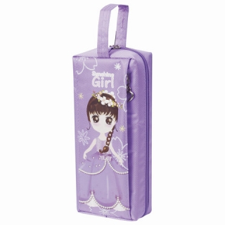 Пенал-косметичка Юнландия с ручкой, 2 отделения, полиэстер, Девочка, фиолетовый, 20х5х9 см, 228986