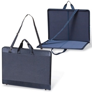 Папка для рисунков и чертежей, А2, 645х470 мм, "Пленэр-2", с ручками, кожзам и ткань, черная