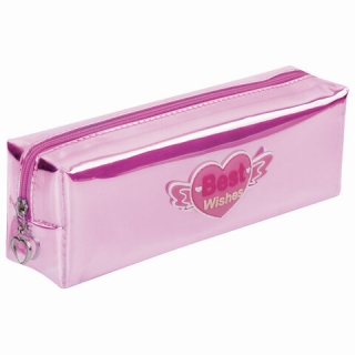 Пенал-косметичка Юнландия, мягкий, полупрозрачный Glossy, розовый, 20х5х6 см, 228984