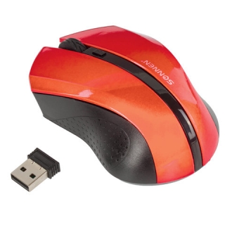 Мышь беспроводная Sonnen WM-250R, USB, 1600 dpi, 3 кнопки + 1 колесо-кнопка, оптическая, красная, 512643
