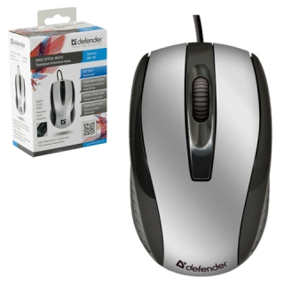 Мышь проводная Defender Optimum MM-140, USB, 2 кнопки + 1 колесо-кнопка, оптическая, черно-серебристая, 52140