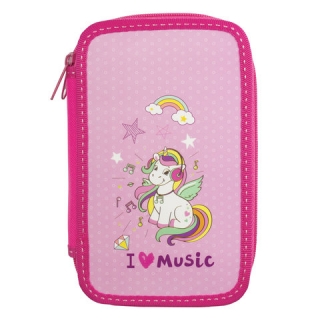 Пенал Юнландия, 2 отделения, ламинированный картон, тканевый торец, 19х11 см, Music, 228260
