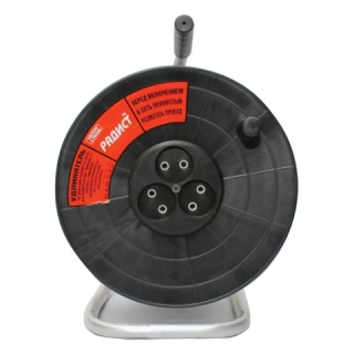 Удлинитель на катушке Радист РК16, 3 розетки без заземления, 30 м, 2х0,75 мм, 1300 Вт, черный, 1653