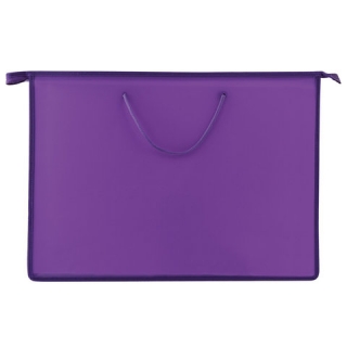 Папка для рисунков и чертежей А3, ручки-шнурок, пластик, молния сверху, Пифагор, фиолетовая, 228231