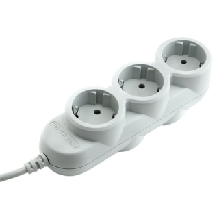 Удлинитель Power CUBE, 10 А, 3 розетки с заземлением + 2 розетки без заземления, 5 м, 3x1,00 мм, 2200 Вт, серый, PC-Y-5-32-5