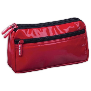 Пенал-косметичка Brauberg,под глянцевую кожу, красный, 2 отделения, 1 карман, Милан, 20х10х4 см, 224040