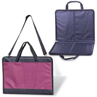 Папка для рисунков и чертежей А3 (470х330 мм), с ручками, кожзам/ткань, бордовая, Пленэр-3, 676/4