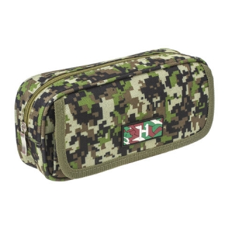 Пенал Brauberg для мальчиков, 2 отделения, полиэстер, Military, зеленый, 21х5х9 см, 228990