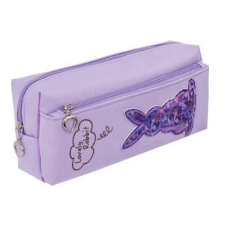 Пенал-косметичка Юнландия, 2 отделения, полиэстер, Зайка, фиолетовый, 20х7х9 см, 228989