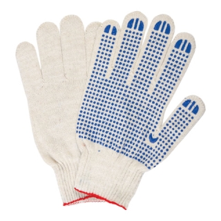 Перчатки хлопчатобумажные, Комплект 5 пар, 10 класс, 40-42 116 текс, ПВХ-точка, Лайма Люкс, Белые, 604469