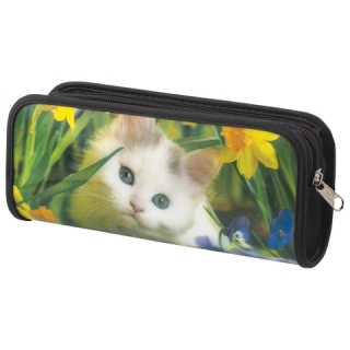 Пенал-косметичка Brauberg, с эффектом 3D, пластик, Белый котенок, 22х10х5 см, 227310