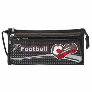 Пенал Юнландия для мальчиков, 3 отделения, полиэстер, Футбол, черный, 20х7х9 см, 228978