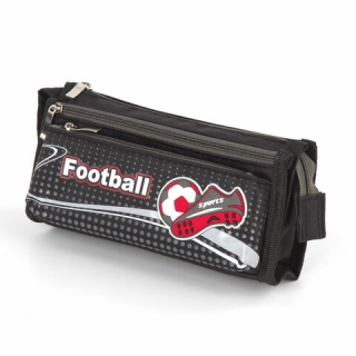 Пенал Юнландия для мальчиков, 3 отделения, полиэстер, Футбол, черный, 20х7х9 см, 228978