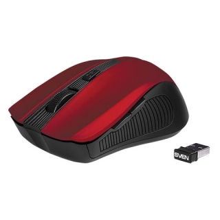 Мышь беспроводная Sven RX-345, 5 кнопок + 1 колесо-кнопка, оптическая, красная, SV-014155