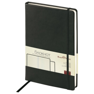 Бизнес-Блокнот А5, 100 л., твердая обложка, под кожу Velvet, на резинке, Bruno Visconti, Черный, 3-525/02