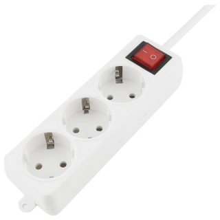 Удлинитель Гарнизон с выключателем, 3 розетки с заземлением, 3 м, 3х1 мм, 3500 Вт, белый, ELB-G3-W-3