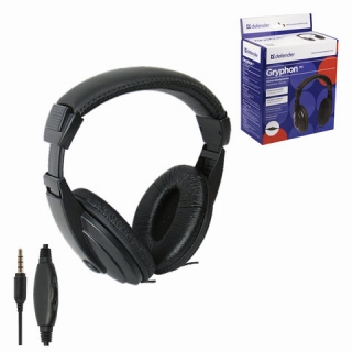 Наушники Defender HN-751, проводные, 2 м, стерео, полноразмерные, регулятор громкости, 63751