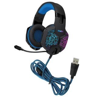 Наушники с микрофоном (гарнитура) Sven AP-U980MV, проводные, 2,2 м, объемный звук 7.1, черно-синие, SV-015633