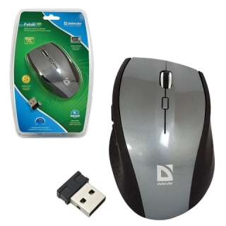 Мышь беспроводная Defender Pulsar 655G, 5 кнопок + 1 колесо-кнопка, оптическая, серая, 52655