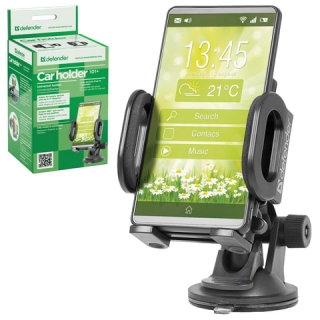 Держатель автомобильный универсальный Defender Car holder 101+, зажим 55-120 мм, на стекло/панель, 29101