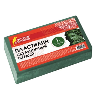 Пластилин скульптурный Остров Сокровищ, оливковый, 1 кг, твердый, 227474