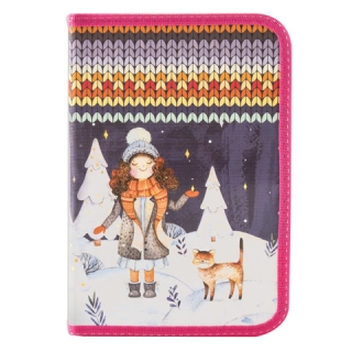 Пенал Brauberg, 1 отделение, 1 откидная планка, ламинированный картон, 19х13 см, Зима, 228253