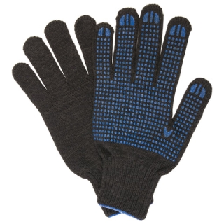 Перчатки хлопчатобумажные, Комплект 5 пар, 10 класс, 50-52 г, 133 текс, ПВХ-точка, Лайма Люкс 2, черные, 604470