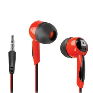 Наушники Defender Basic 604, проводные, 1,2 м, вкладыши, черные с красным, 63605