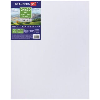 Холст на подрамнике Brauberg Art Classic, 24х30 см, грунтованный, 45% хлопок, 55% лен, среднее зерно, 190635