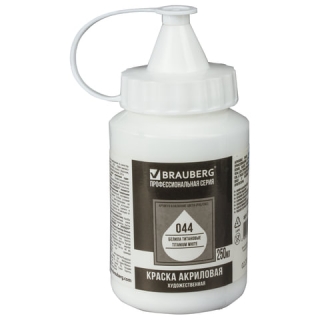 Краска акриловая художественная Brauberg Art Classic, флакон 250 мл, белила титановые, 191072