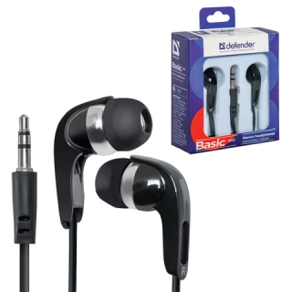 Наушники Defender Basic 610, проводные, 1,1 м, стерео, вкладыши, черный, 63610