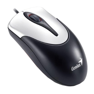 Мышь проводная Genius NetScroll 100 V2, USB, 2 кнопки + 1 колесо-кнопка, оптическая, чёрно-серебристая, 31010232100