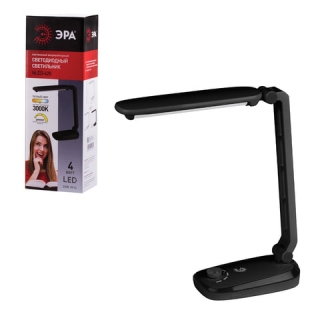 Светильник настольный ЭРА NLED-425, на подставке, Светодиодный, Аккумуляторный, 4 Вт, черный, NLED-425-4W-BK